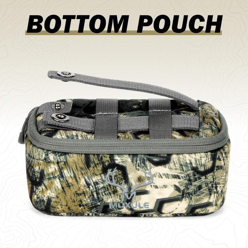 MOXULE Binocular Harness Bottom Pouch - Zippered Pocket Expandable Water-Resistant Detachable Storage Bag Attachment (Camo) - Image 2